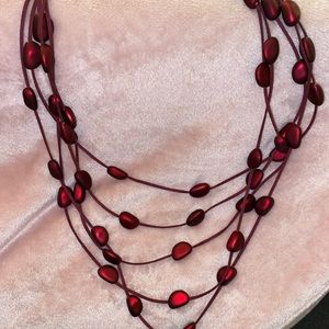 St Thomas five tiered beaded Crimson Garnet necklace never worn